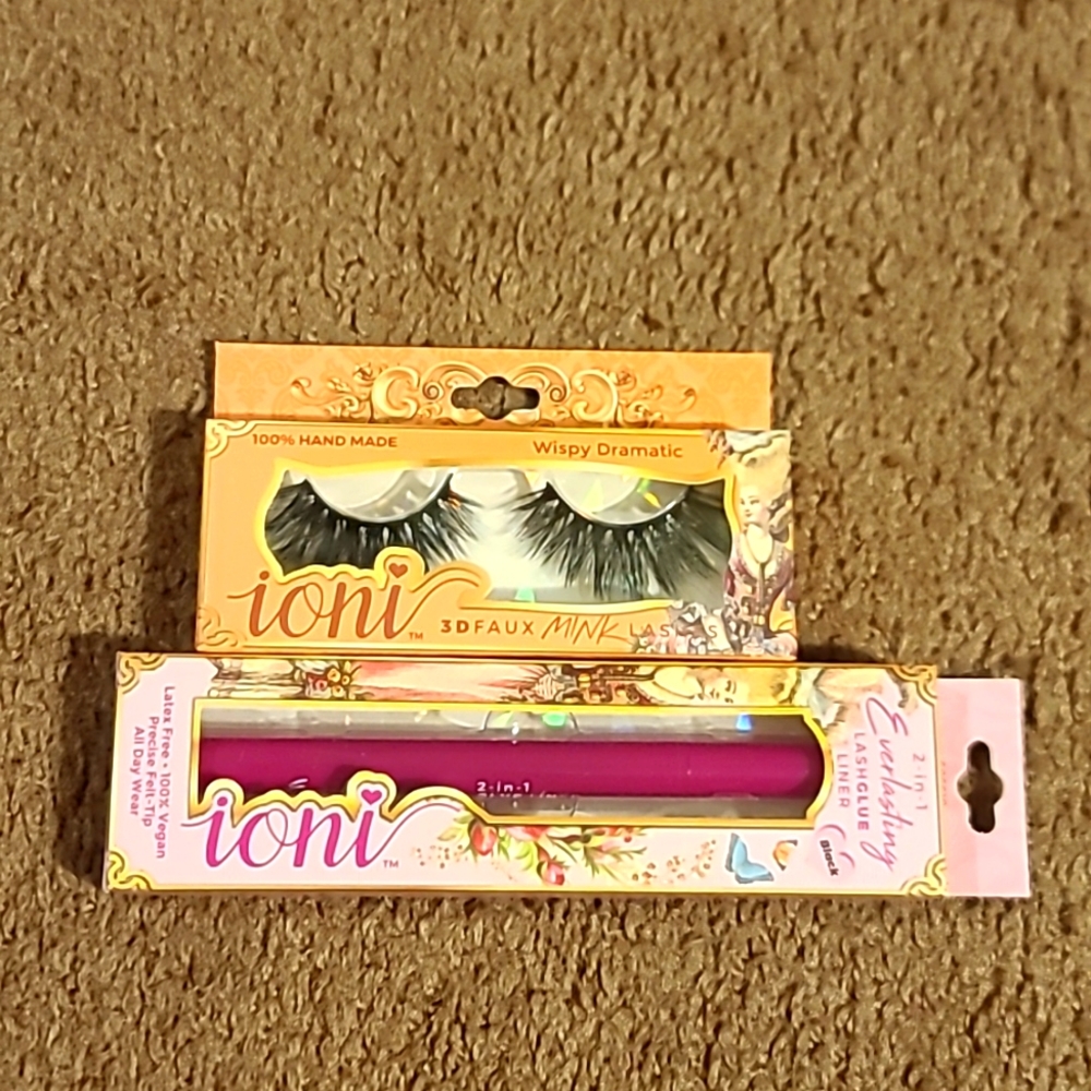 Ioni 3D faux mink lashes + lash glue liner